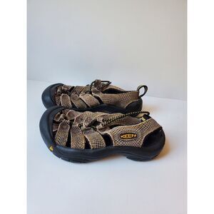 KEEN Sandals Boys Slip On Sz‎ 1 Brown Geometric Waterproof Outdoor shoes